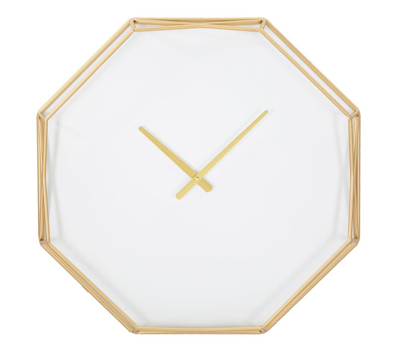 Horloge Murale Élégante 56 Cm En Métal Doré Aux Lignes Simples Et Raffinées