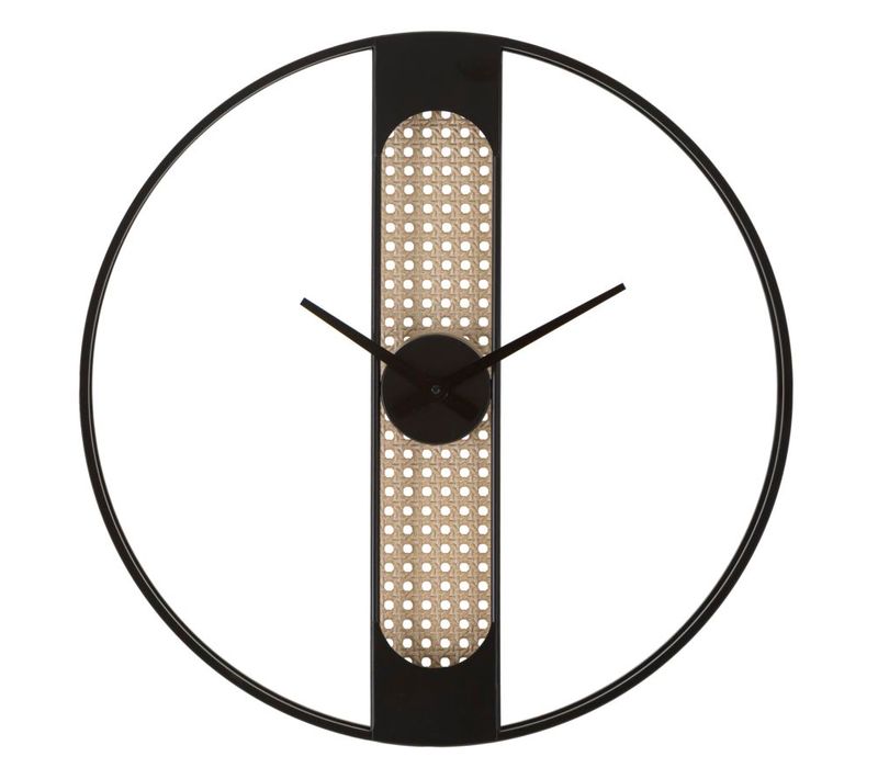 Horloge Murale Ronde 60 Cm Style Bohème Avec Décoration Centrale Façon Paille De Vienne