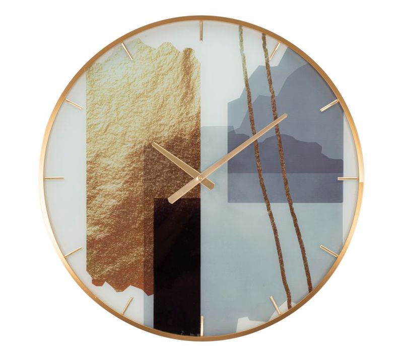 Horloge Murale Ronde Ø60 Cm Avec Cadre Doré Élégant Et Cadran Multicolore Lumineux