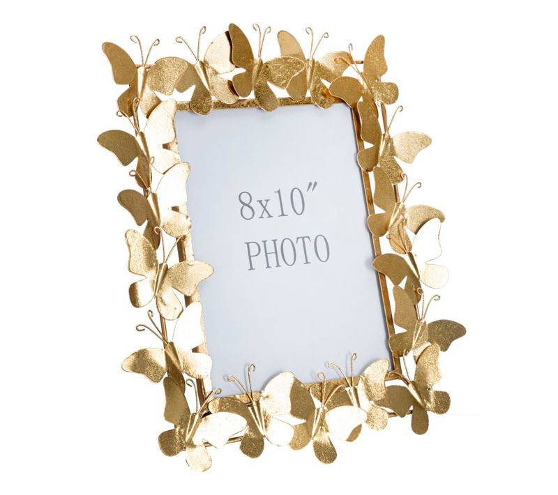 Cadre Photo Doré 35x15x38 Cm Pour Photo 20x25 Cm Avec Papillons Décoratifs élégants