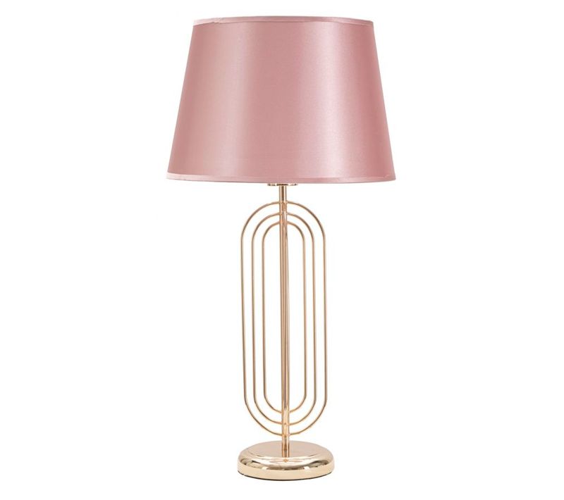 Lampe à Poser Métal Doré Et Abat-jour Tissu Rose D.33x64 Cm Chic