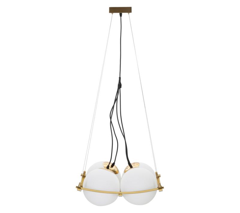 Lampe à poser Géométrique Métal Doré Et Verre Blanc 45x45x20 Cm Pour Salon