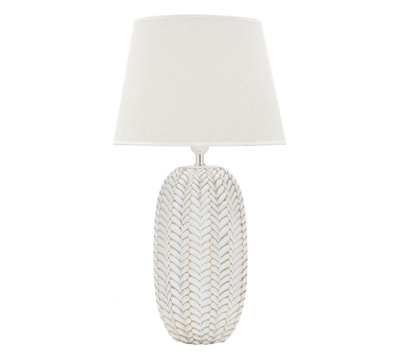 Lampe à Poser Moderne Ø 35x65 Cm En Résine Dorée Avec Abat-jour Blanc