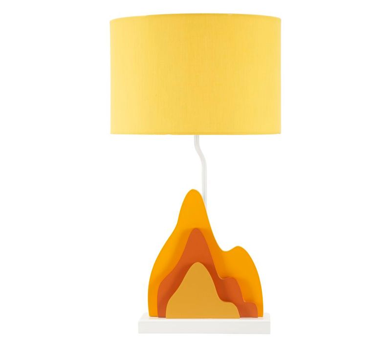 Lampe à Poser Flamme En Bois Multicolore Avec Abat-jour Tissu 30x57 Cm