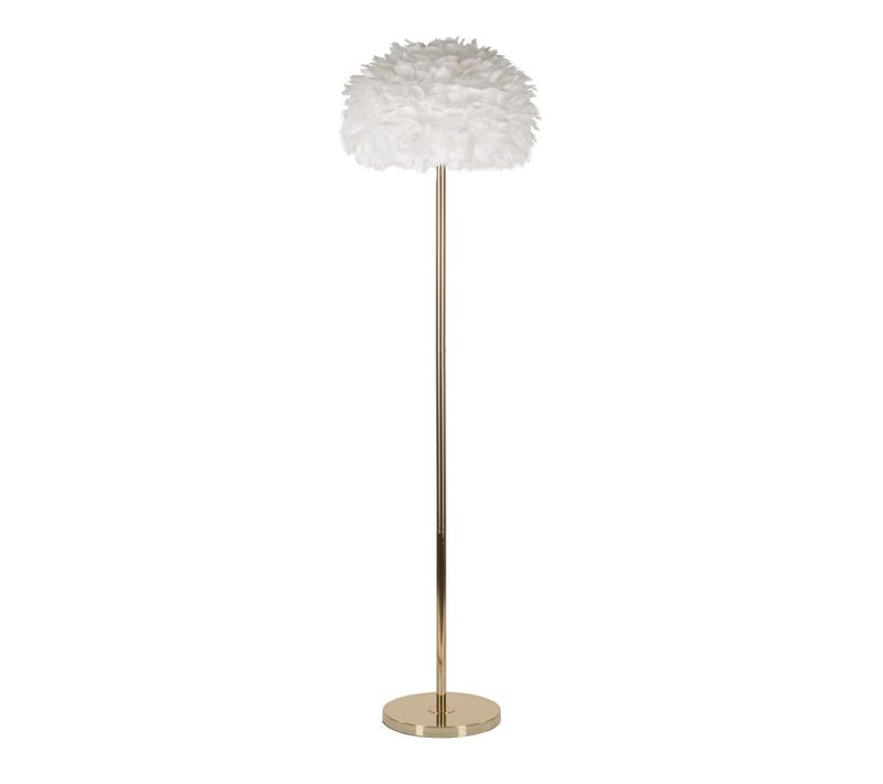 Lampadaire Plume Blanc Ø43 Cm X 170 Cm En Métal Doré Design Élégant