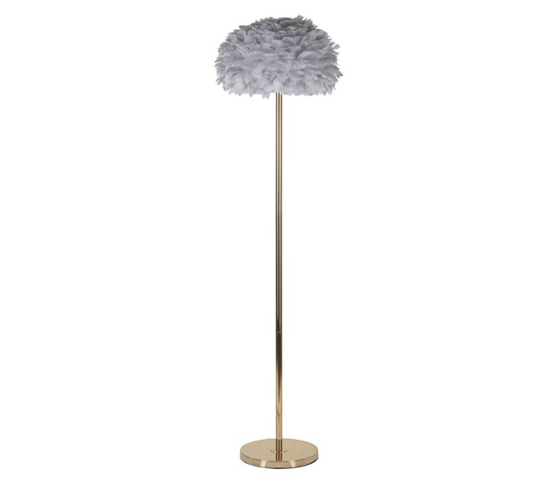 Lampadaire Plume Gris Ø43 Cm X 170 Cm En Métal Doré Design Moderne