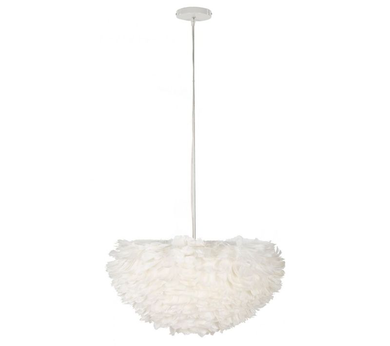 Lampe à poser Plumes Blanches Ø60x30 Cm Avec Câble 110 Cm Pour Salon Ou Chambre