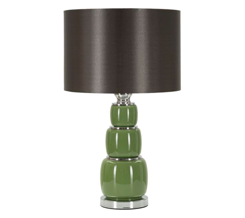 Lampe à Poser Moderne Verre Vert 32,5x55 Cm Avec Abat-jour Velours Noir