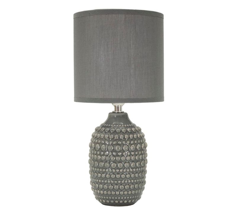Lampe De Chevet Moderne Grise Ø15x30,5 Cm à Relief Élégant