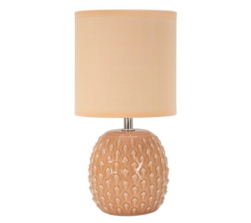 Lampe De Chevet Moderne Ø14x27 Cm Socle Rose à Relief Élégant