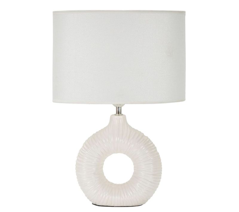Lampe De Chevet Moderne 28,5x15x43 Cm Socle Blanc à Décor Drapé