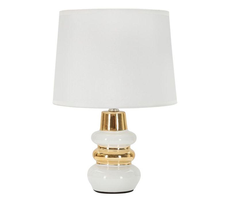 Lampe à Poser Céramique Blanche Et Dorée 23×23×32 Cm — Élégante Pour Salon