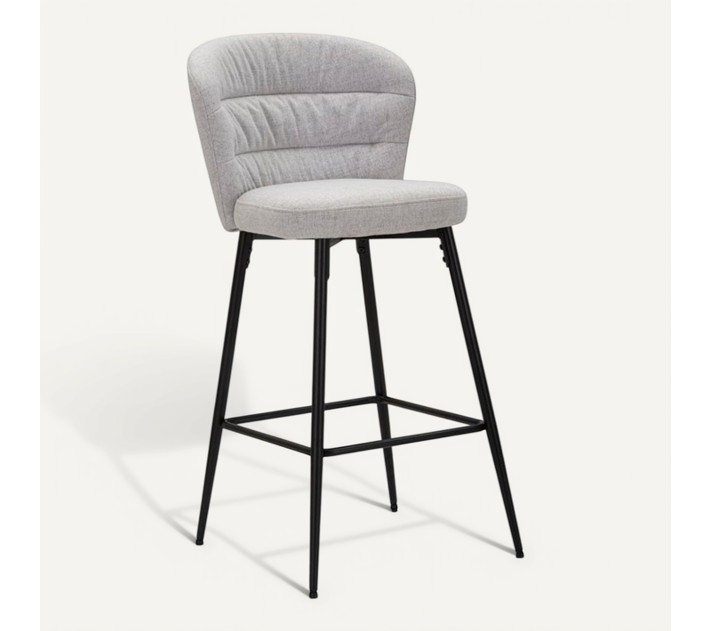 Lot De 2 Tabourets De Bar En Tissu Rembourré Style Années 70 Avec Pieds Métal H108 Cm