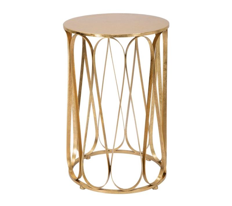 Petite Table Ronde Dorée Venice Ø37x58 Cm En Métal Chic Pour Salon Et Chambre