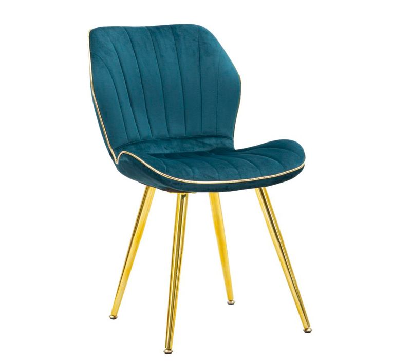Lot De 2 Chaises Paris En Velours Synthétique Bleu-vert 46x58x77 Cm