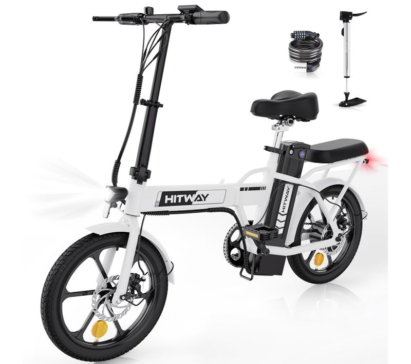Vélo Électrique Pliable 16" Hitway - Batterie 36v 8,4ah - Pédalage Assisté - Pompe à Vélo Gratuite