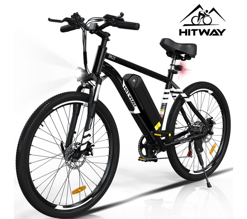 Hitway Vélo électrique Vae 27.5" Noir, Batterie Amovible 36v 13ah, 7-vitesses, Vtt Ville E-bike