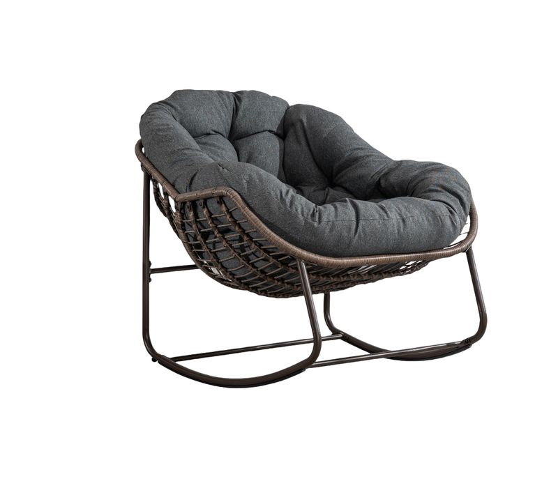 Chaise à Bascule Extérieure, Fauteuil Oeuf En Osier XXL, Confortable Avec Coussin Épais, Gris Foncé