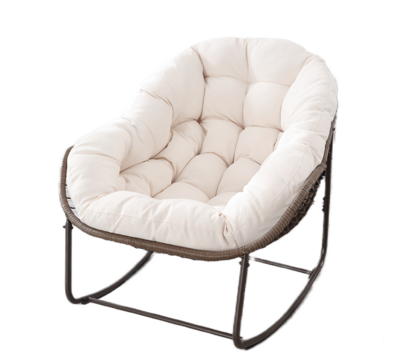 Chaise à Bascule Extérieure, Fauteuil Oeuf En Osier XXL, Confortable Avec Coussin Épais, Gris