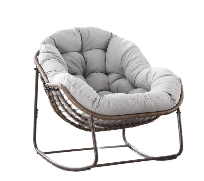 Chaise à Bascule Extérieure, Fauteuil Oeuf En Osier XXL, Confortable Avec Coussin Épais, Gris Clair