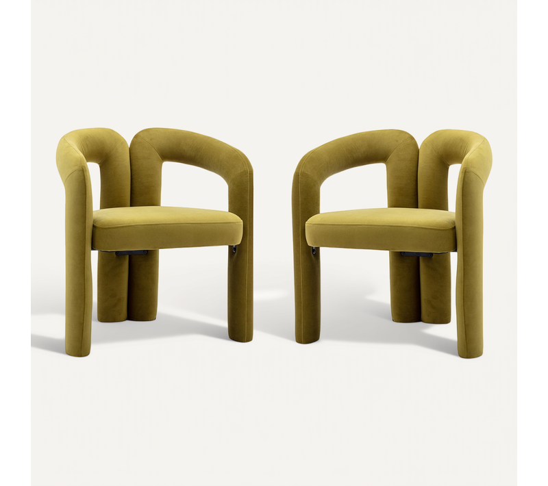 Lot De 2 Chaises En Velours Moderne, Vert