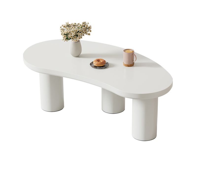 Table Basse Moderne Demi-lune, 107x57x40,5cm, Mdf, Pieds Pvc, Sous-couche En Feutre