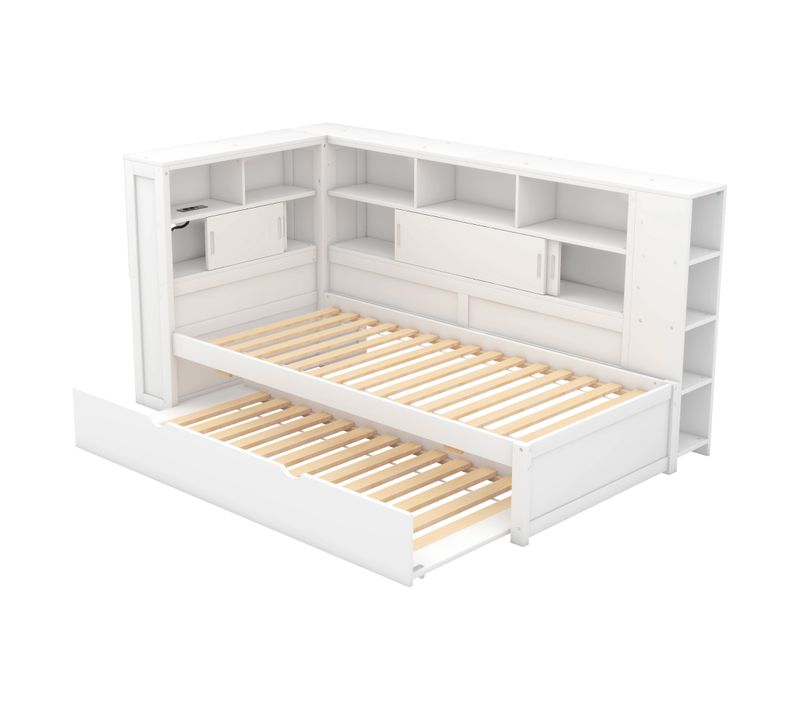 Lit Banquette 90 X 200 Cm 90 X 190 Cm En Panneau De Particules Avec Lit Gigogne Et Rangement USB