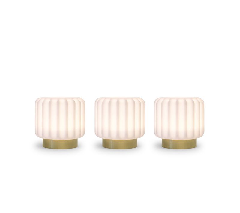 Set De 3 Lampes Dentelles 9cm Or