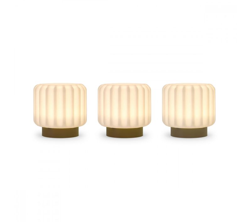 Set De 3 Lampes Dentelles 9cm Marron Clair