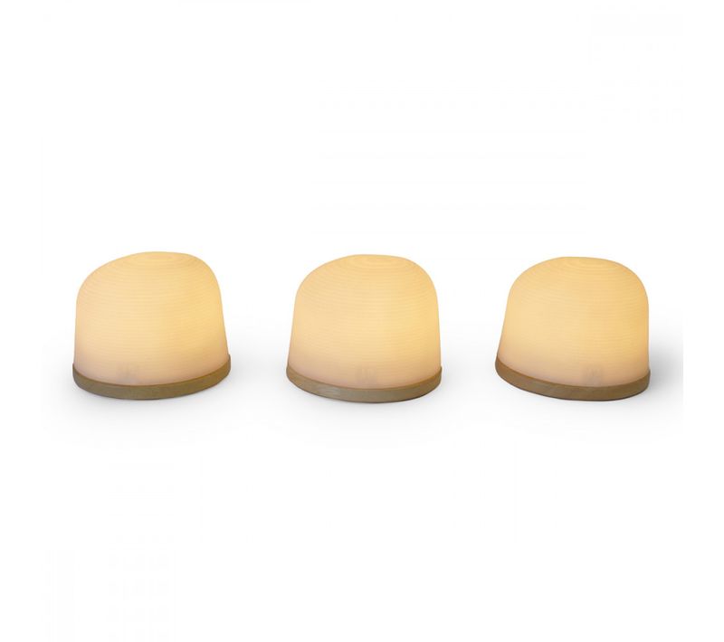 Set De 3 Veilleuses Dôme 7.5cm Naturel
