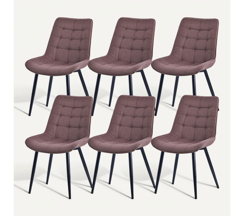 Lot 6 Chaises Salle à Manger, Salon Ou Bureau–chaise Moderne Confortable Avec Assise 47x43cm Brun