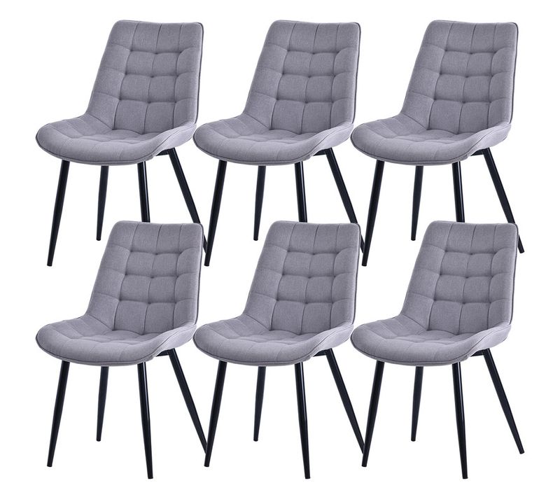 Lot 6 Chaises Salle à Manger, Salon Ou Bureau–chaise Moderne Confortable Avec Assise 47x43cm Gris