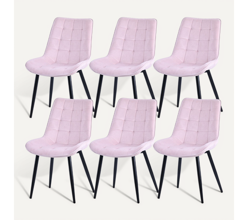 Lot 6 Chaises Salle à Manger, Salon Ou Bureau–chaise Moderne Confortable Avec Assise 47x43cm Rose
