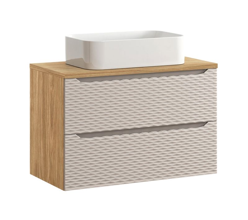 Meuble Salle De Bain 90 cm Avec Plan Et Vasque Kati, Design Moderne