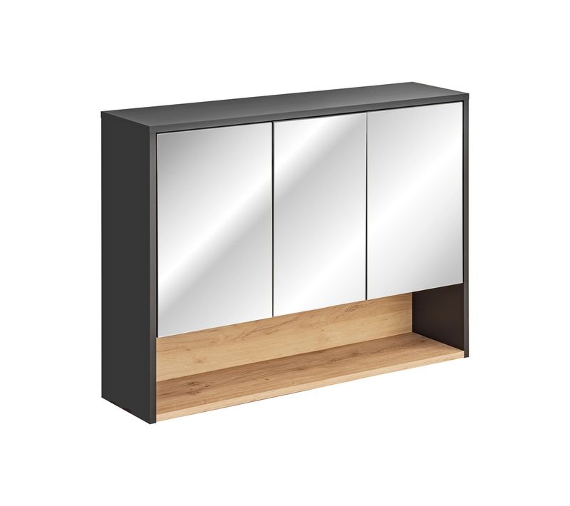 Armoire Miroir 100cm 3 Portes En Cosmos Grey Pour Salle De Bain Moderne