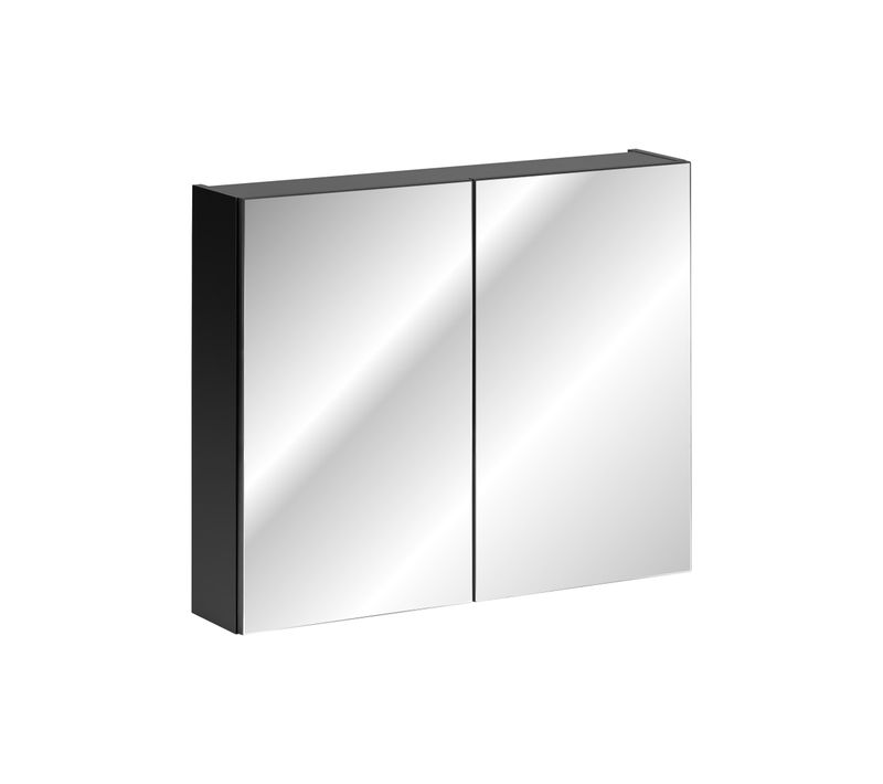 Armoire Miroir 80cm 2 Portes Black Matt, Design Moderne Et élégant