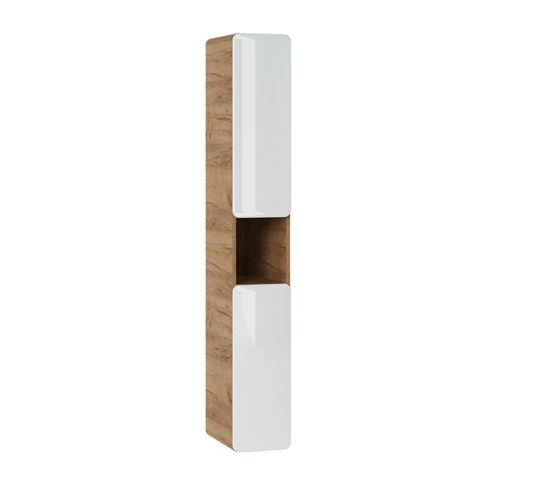 Colonne, Meuble Haut 2 Portes Craft Oak Et Blanc Brillant – Rangement Élégant Et Pratique