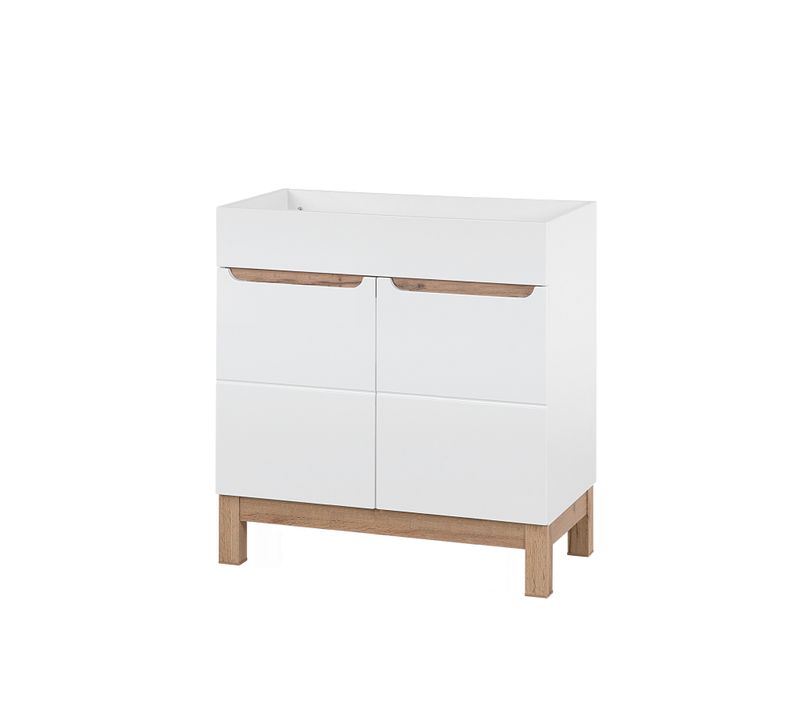 Meuble Sous Lavabo 80 cm 2 Portes Blanc Moderne Et Spacieux Pour Salle De Bain