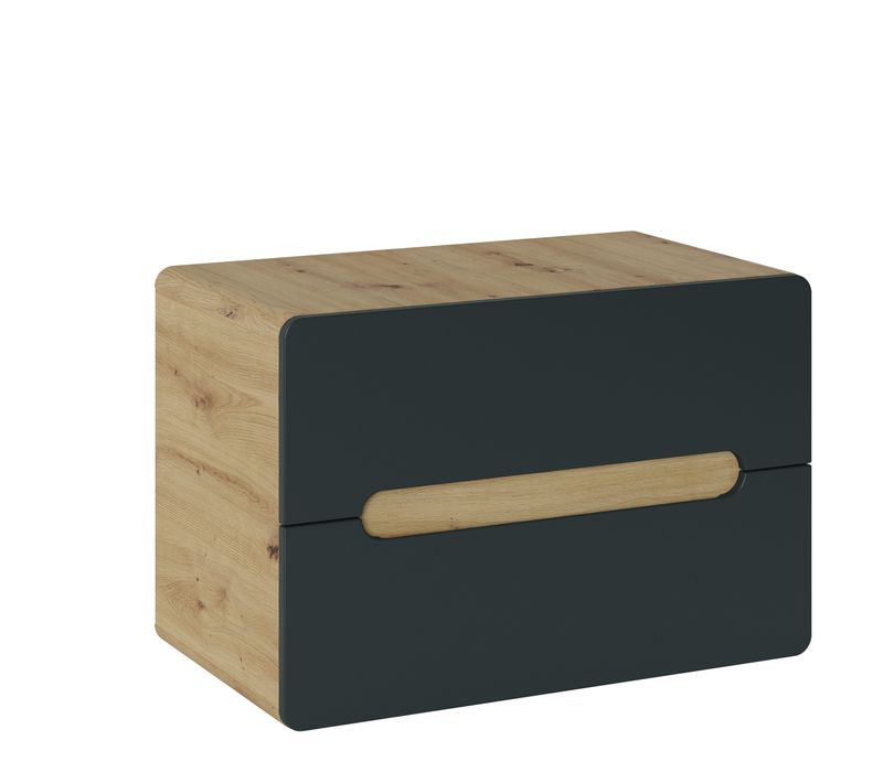 Meuble Sous Lavabo 80 Cm Avec 2 Tiroirs Chêne Craft Et Gris Cosmos Design Moderne