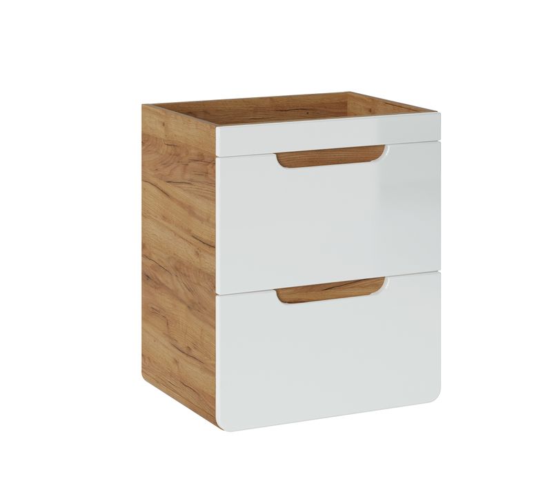 Meuble Sous Lavabo 50 cm 2 Tiroirs – Design Moderne Bicolore Pour Salle De Bain