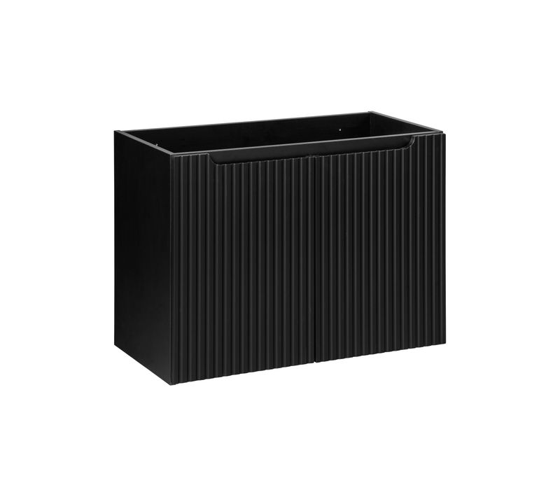 Meuble Sous Lavabo 80 cm 2 Portes, Design Moderne Noir Mat Pour Salle De Bain