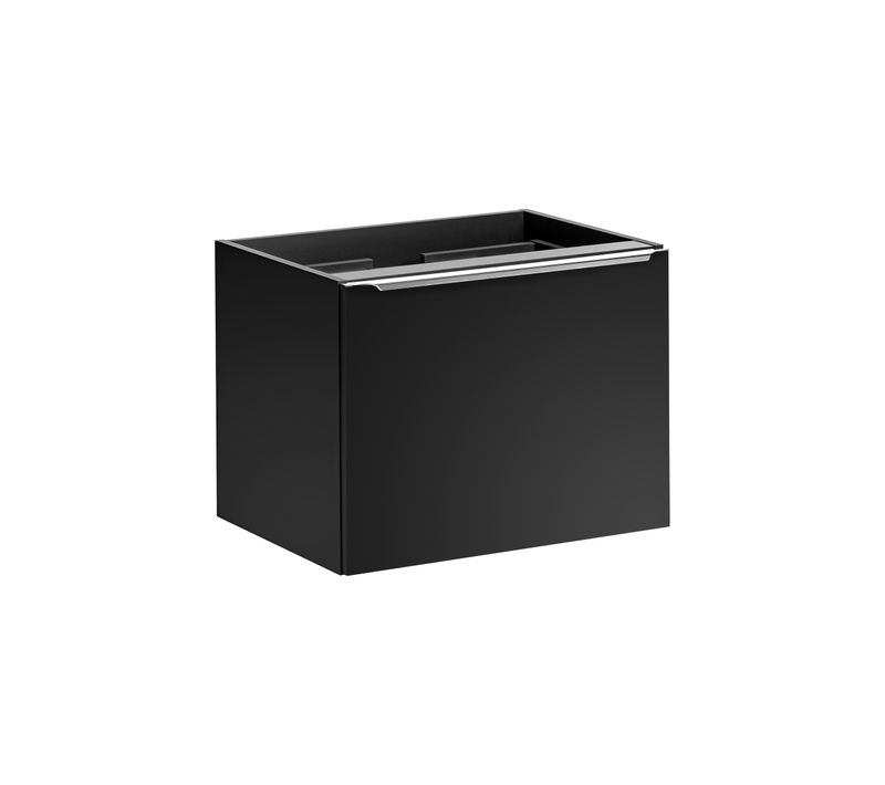 Meuble Sous Lavabo 60 cm 2 Tiroirs Black Matt, Design Moderne Et Compact