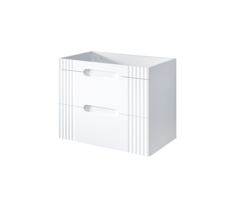 Meuble Sous Lavabo 80 Cm 2 Tiroirs, Design Blanc Moderne Et Spacieux Pour Salle De Bain