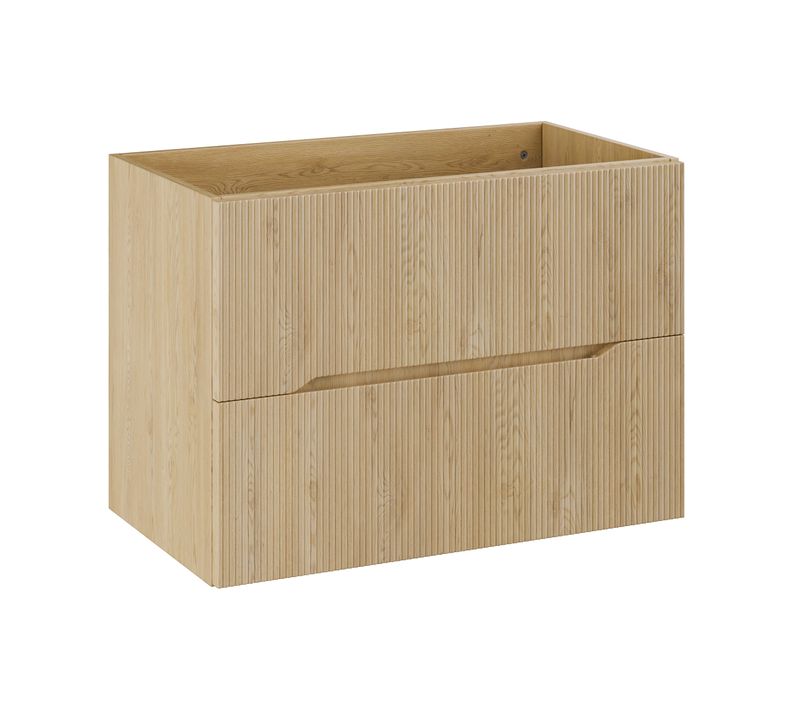 Meuble Sous Lavabo 80 Cm 2 Tiroirs Nordic Cremona, Design Moderne En Chêne Naturel