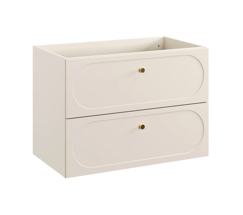 Meuble Sous Lavabo 80 Cm 2 Tiroirs Donna Sand Beige, Design Moderne Et élégant
