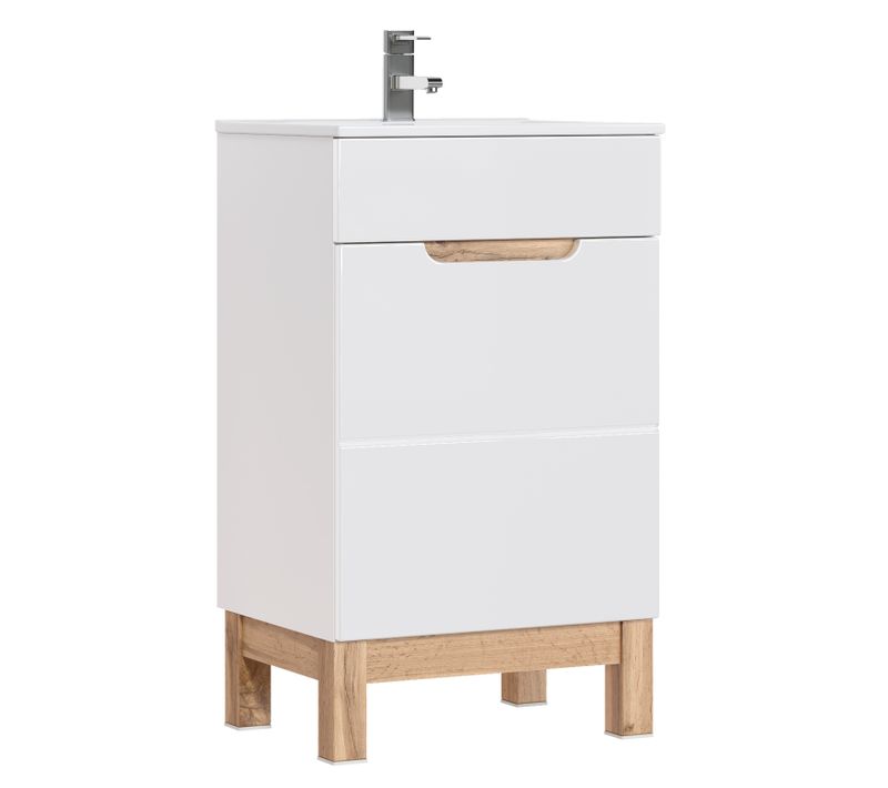 Meuble Lavabo 50 Cm 1 Porte Blanc Design Moderne Pour Salle De Bain Compacte Et Pratique