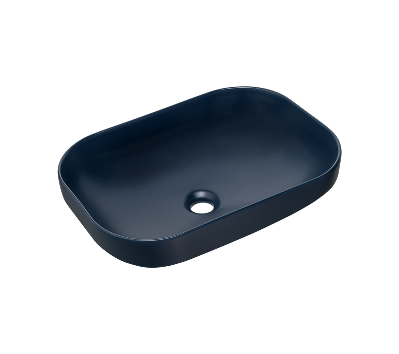 Vasque à Poser Céramique Finition Mate Bleu Marine 50,4x35,2 Cm Pour Salle De Bain Élégante