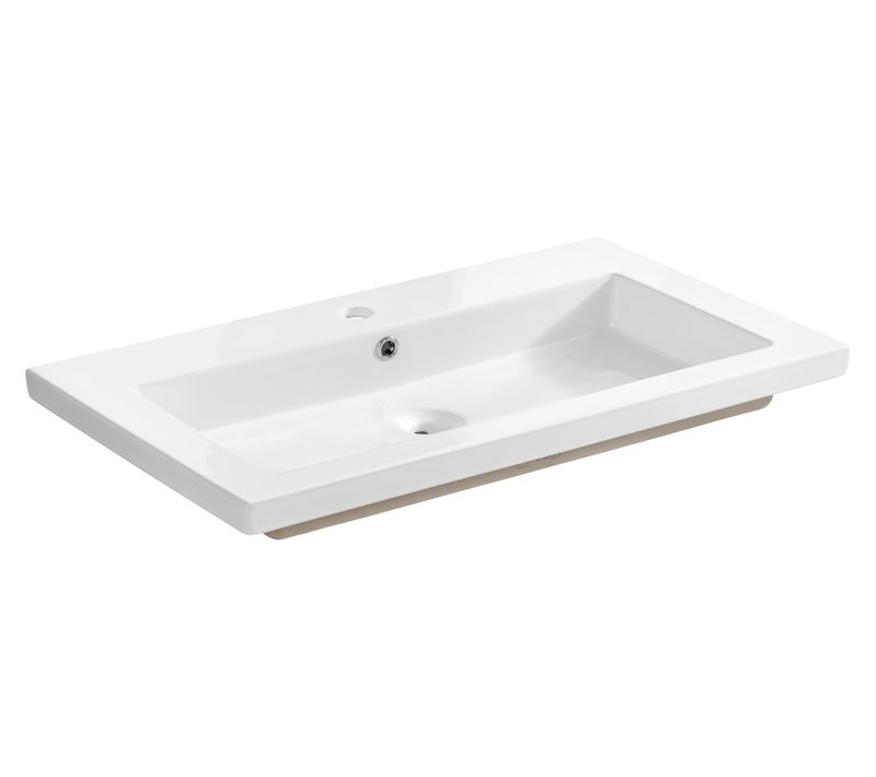 Lavabo Meuble Simple Vasque 100 Cm En Céramique Blanche