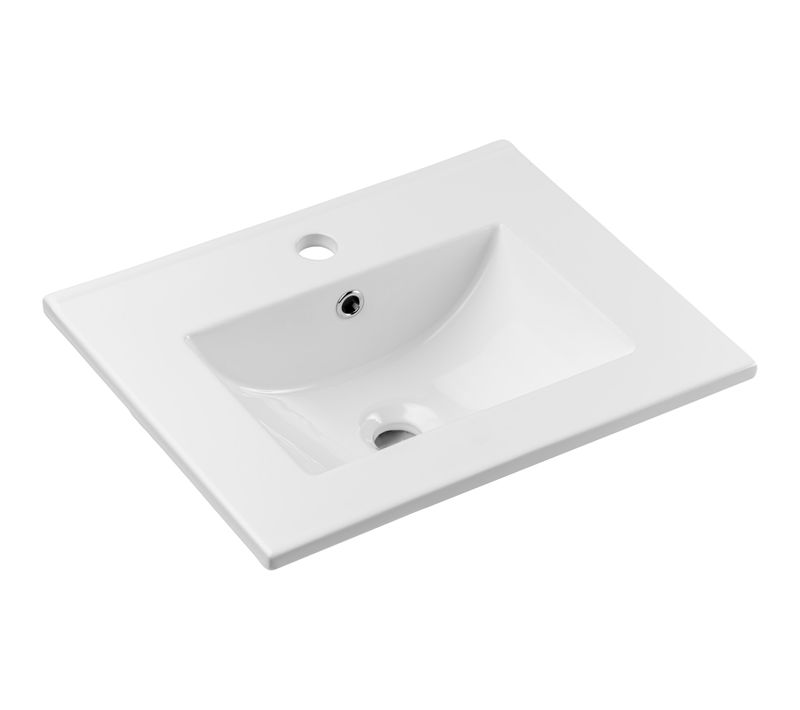 Lavabo Simple Vasque 50 Cm Céramique Blanc Brillant Moderne