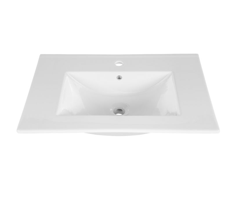Lavabo Simple Meuble 50 Cm Céramique Blanc Brillant Large